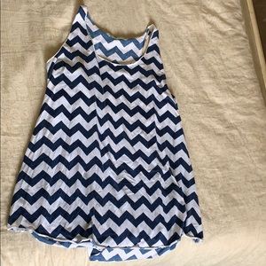 White and blue chevron tank top